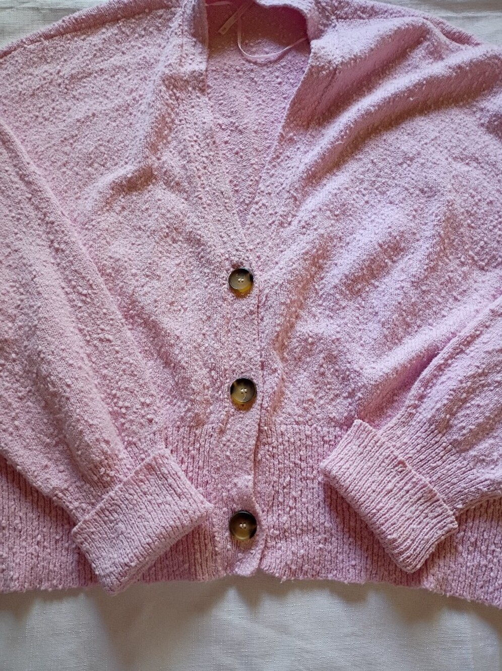 Free  People Oversize  Pink Textured Button-Front Cardigan Size M - Picture 13 of 15